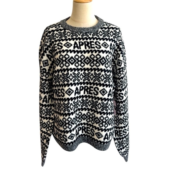 Target Crewneck Sweater A New Day Black White Fair Isle Apres Ski Size Large New - Picture 2 of 11